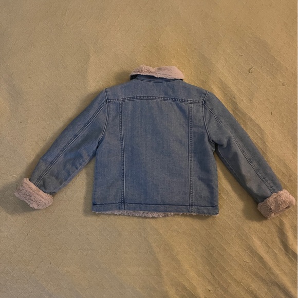 Crazy 8s shearling lined denim moto jacket. Size 7-8 - Picture 3 of 7